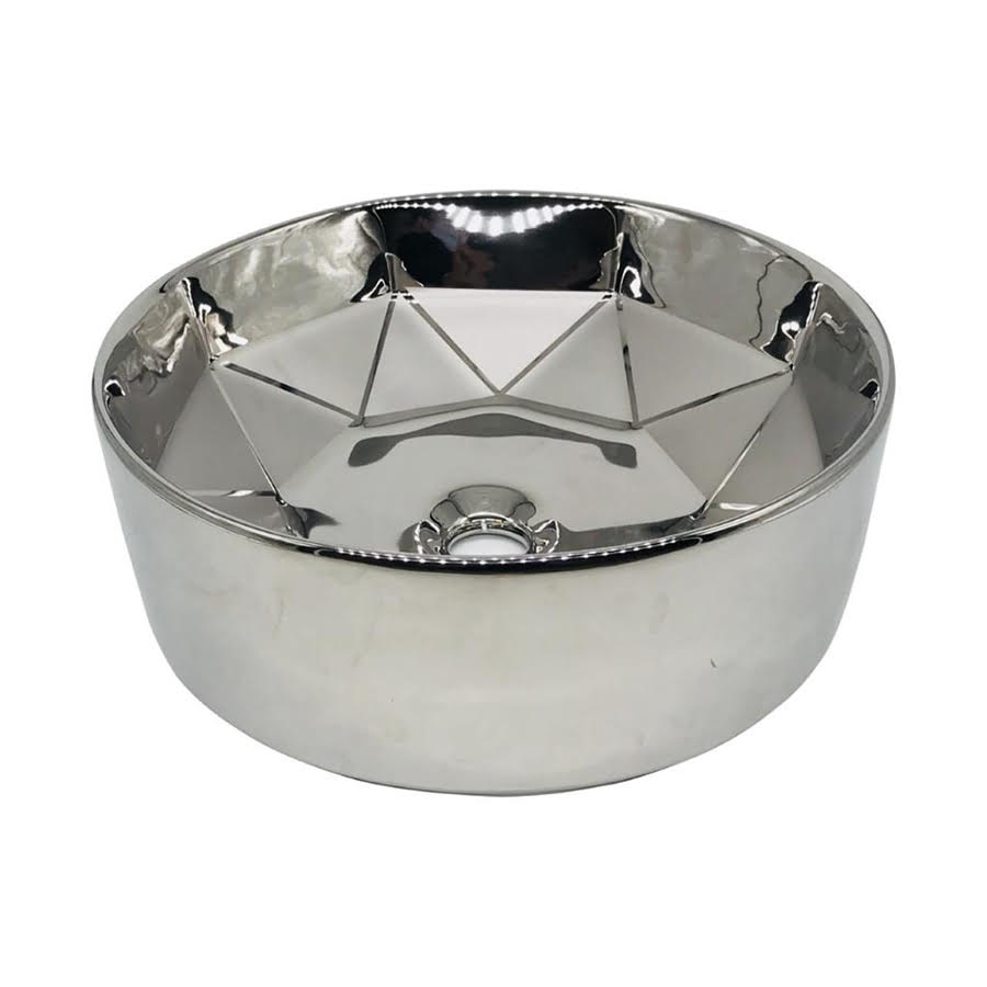 Gümüş Yuvarlak Parlak İç Desenli Çanak Lavabo Çap 410 mm Ürün Özellikleri Yüzey Rengi Gümüş Kolay temizlenebilir Seramik Gövde Ürün Boyut
